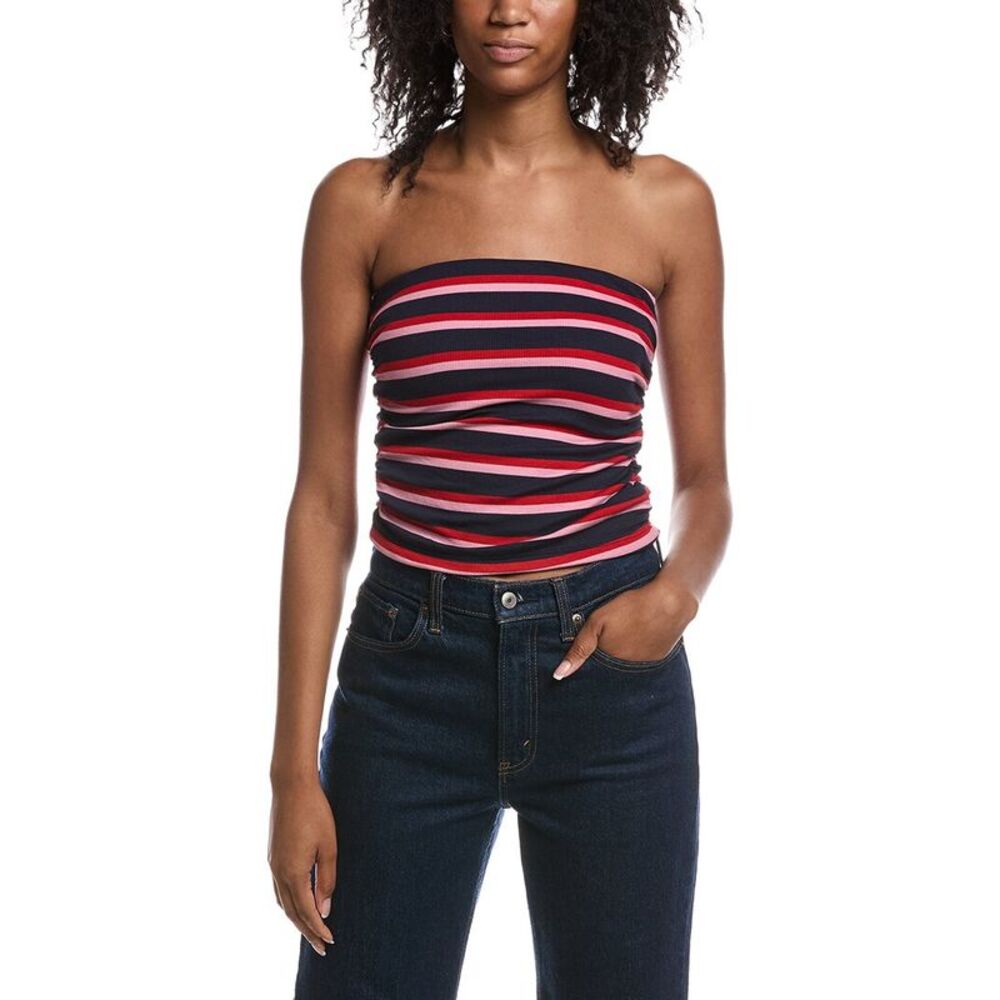 Michael Stars Womens Leti Striped Tube Top, Navy